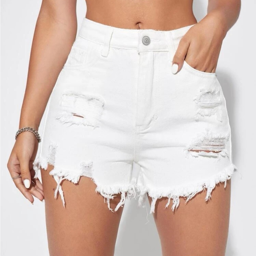 White jean shorts - new